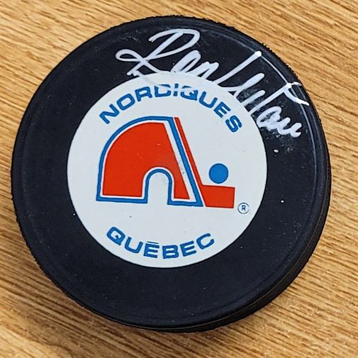 Autographed RON HEXTALL Quebec Nordiques Hockey Puck