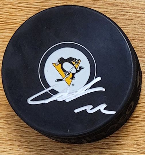 Autographed HENDRIX LAPIERRE Pittsburgh Penguins Hockey Puck
