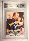 Autographed 1975 Topps ROCKY BLEIER Pittsburgh Steelers Rookie card #39 Beckett Slabbed Grade 10