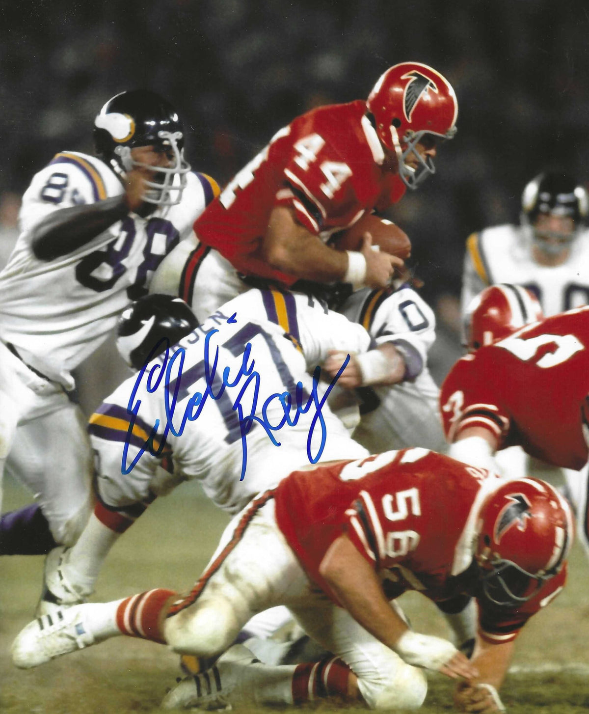 Autographed Eddie Ray 8X10 Atlanta Falcons photo