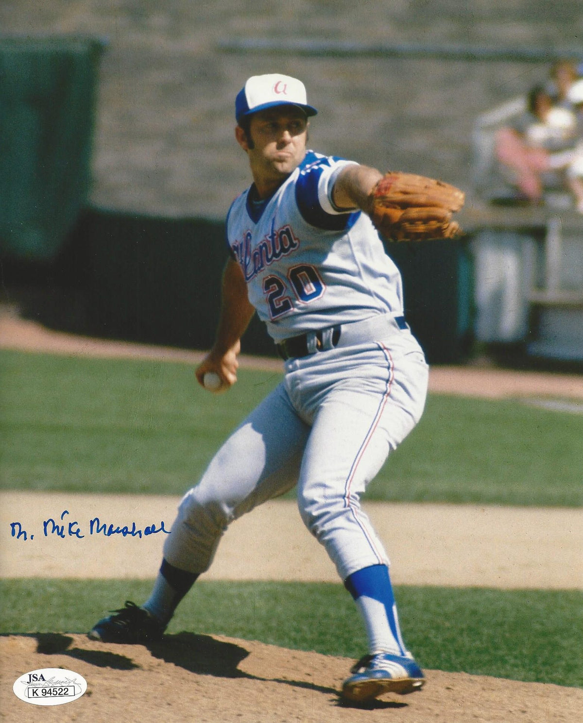 Autographed Dr. Mike Marshall Atlanta Braves 8x10  photo - JSA Authenticated