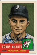 Autographed BOBBY SHANTZ 1953 Topps REPRINT Card