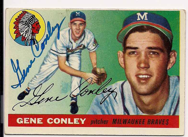Autographed 1955 Topps GENE CONLEY card