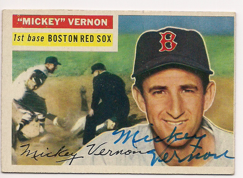 Autographed 1956 Topps MICKEY VERNON Boston Red Sox Card