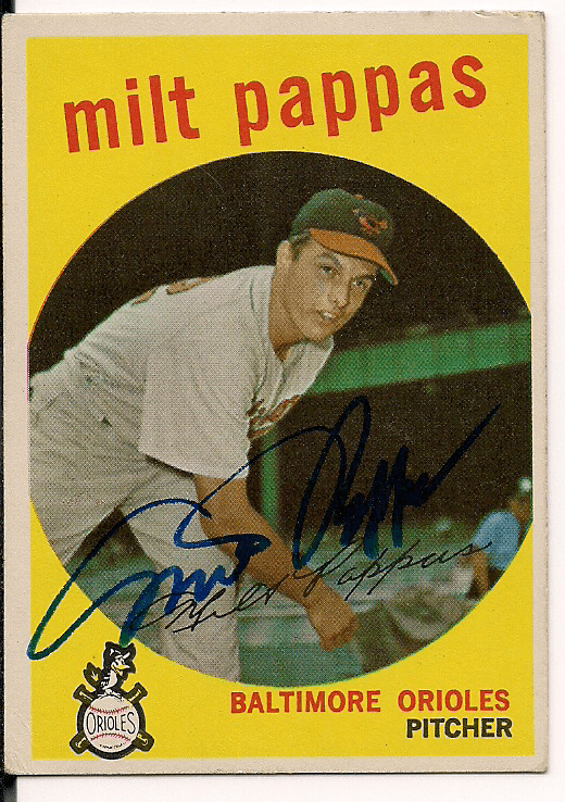 Autographed 1959 MILT PAPPAS Topps Card