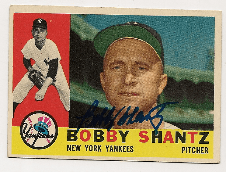 Autographed BOBBY SHANTZ New York Yankees 1960 Topps Card