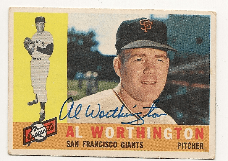 Autographed AL WORTHINGTON 1960 Topps Card