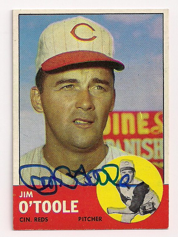 Autographed JIM O'TOOLE 1963 Topps Card