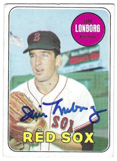 Autographed JIM LONBORG Boston Red Sox 1969 Topps Card