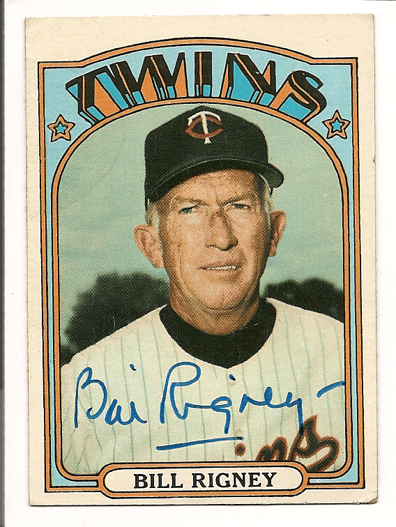 Autographed BILL RIGNEY 1972 Topps Card