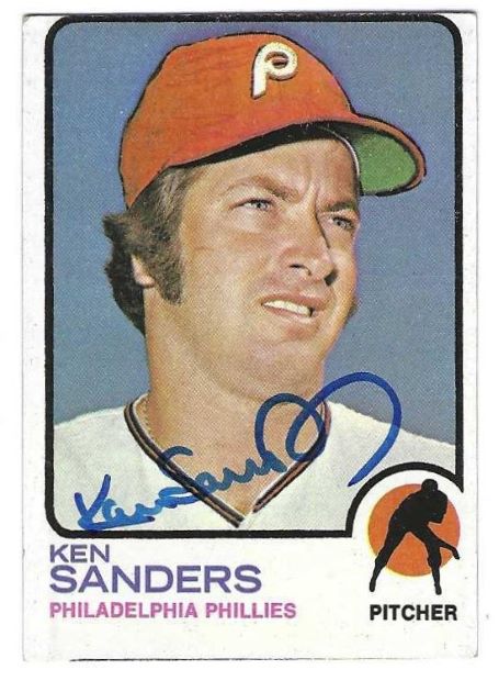 Autographed KEN SANDERS Philadelphia Phillies 1973 Topps Card