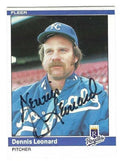 Autographed DENNIS LEONARD Kansas City Royals 1984 Fleer Card