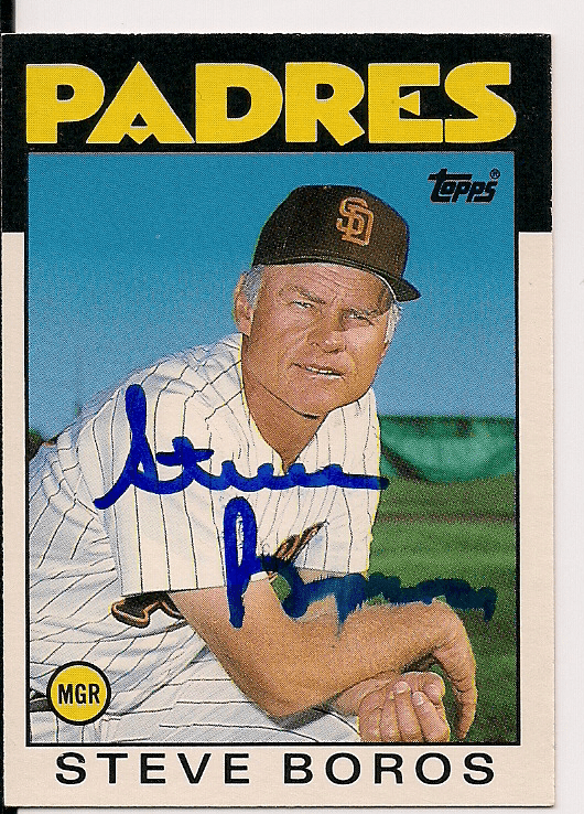 Autographed STEVE BOROS 1986 Topps Card