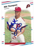 Autographed MILT THOMPSON Philadelphia Phillies 1988 Fleer Card