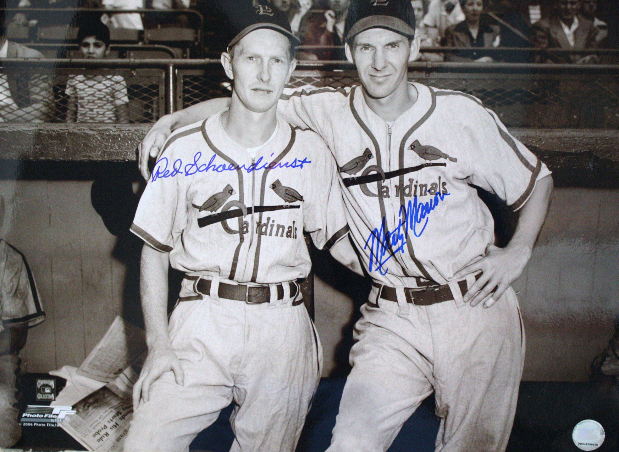 AUTOGRAPHED 16x20 RED SCHOENDIENST & MARTY MARION St. Louis Cardinals Photo