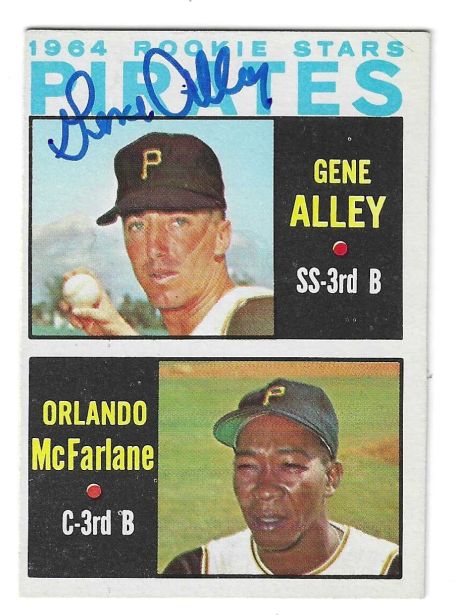 Autographed GENE ALLEY Pittsburgh Pirates 1964 Topps Card