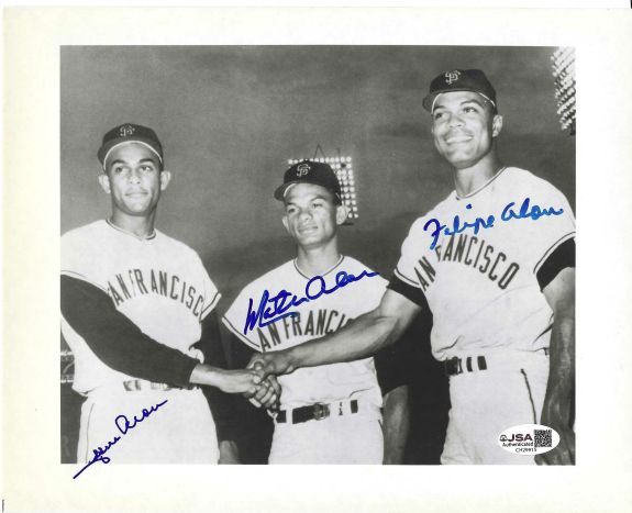 AUTOGRAPHED  Jesus, Matty and Felipe Alou 8x10 San Francisco Giants Photo JSA