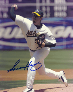 AUTOGRAPHED SIGNED photo AARON HARANG Oakland A's