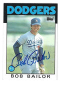 Autographed BOB BAILOR Los Angeles Dodgers 1986 Topps Card