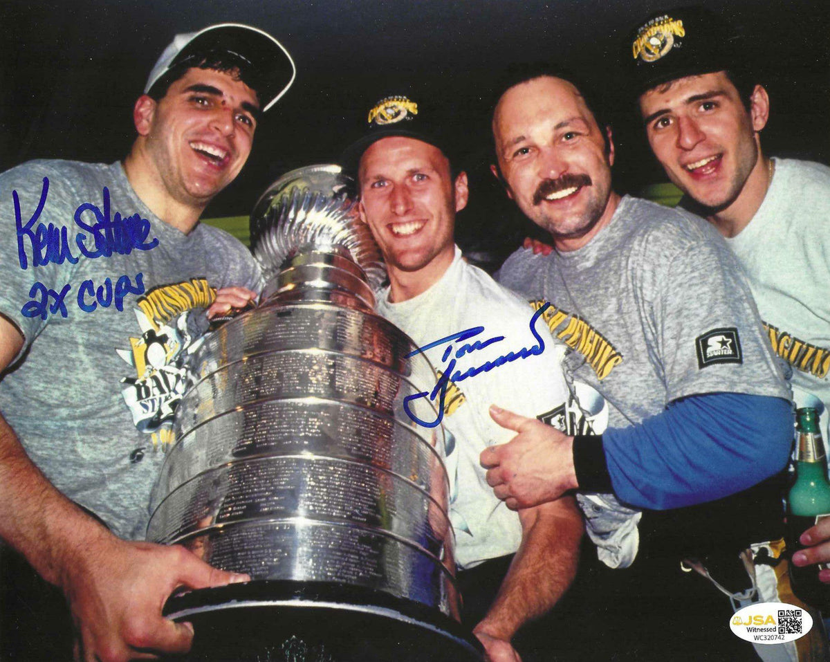 Autographed KEVIN STEVENS and TOM BARRASSO 8X10 Pittsburgh Penguins Photo JSA
