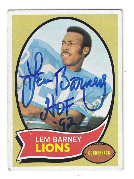 Lem Barney Detroit Lions Autographed 1970 Football Topps Card #75