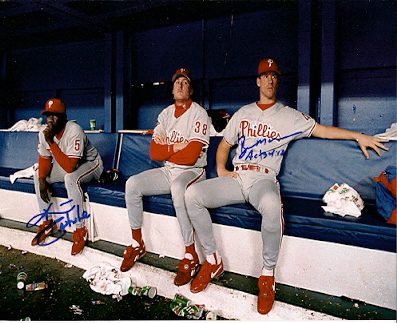 AUTOGRAPHED KIM BATISTE and ROGER MASON 8x10 Philadelphia Phillies Photo