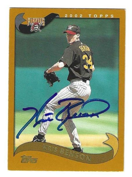 Autographed KRIS BENSON Pittsburgh Pirates 2002 Topps Card #484