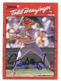 Autographed TODD BENZINGER Cincinnati Reds 1990 Donruss Card