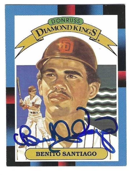 Autographed BENITO SANTIAGO 1988 Donruss Diamond King