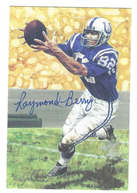 Autographed Raymond Berry Baltimore Colts Goal Line Art Card