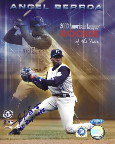 AUTOGRAPHED ANGEL BERROA "ROY 2003" 8x10 Kansas City Royals Photo