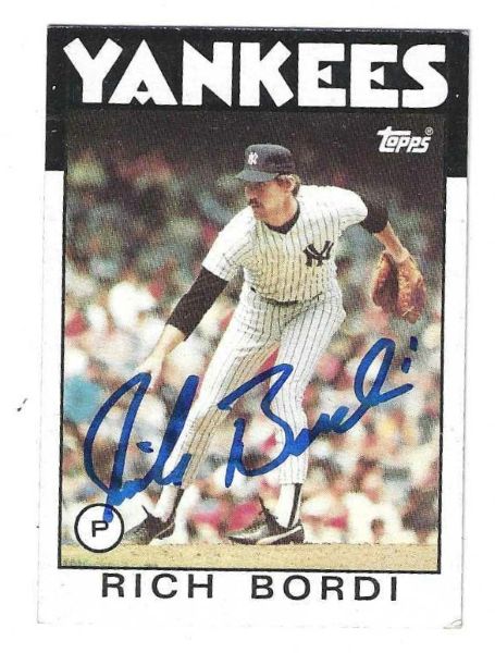 Autographed RICH BORDI New York Yankees 1986 Topps Card