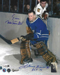 Autographed JOHNNY BOWER Maple Leafs and ERIC NESTERENKO Blackhawks photo JSA