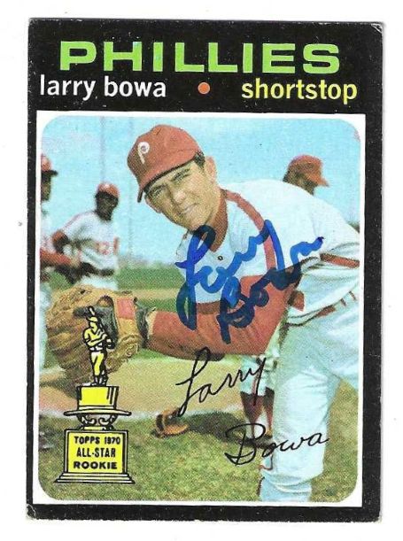 Autographed LARRY BOWA Philadelphia Phillies 1971 Topps Card