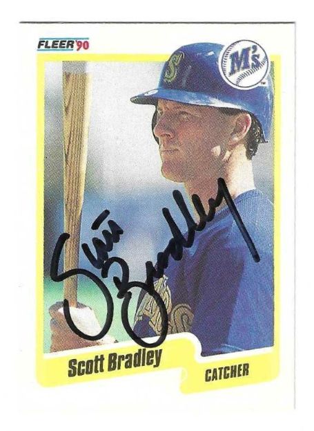 Autographed SCOTT BRADLEY Seattle Mariners 1990 Fleer Card