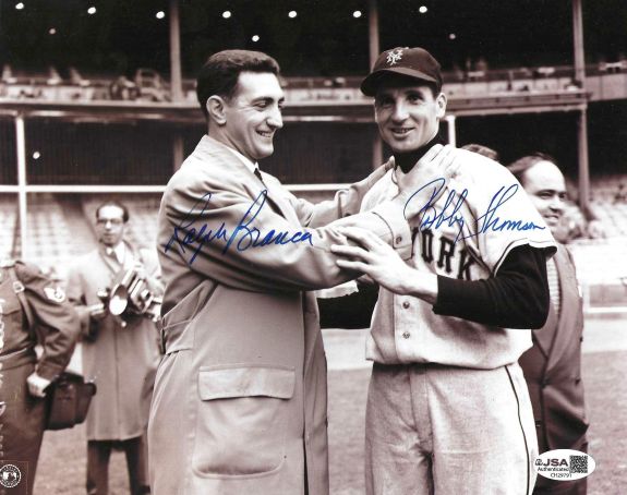 AUTOGRAPHED BOBBY THOMSON New york Giants & RALPH BRANCA Brooklyn Dodgers 8x10 photo JSA