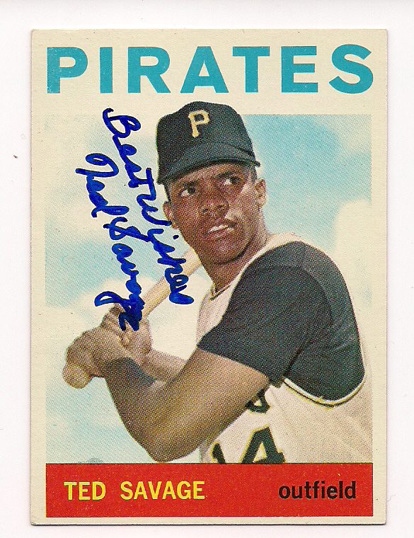 Autographed TED SAVAGE 1964 Topps Card