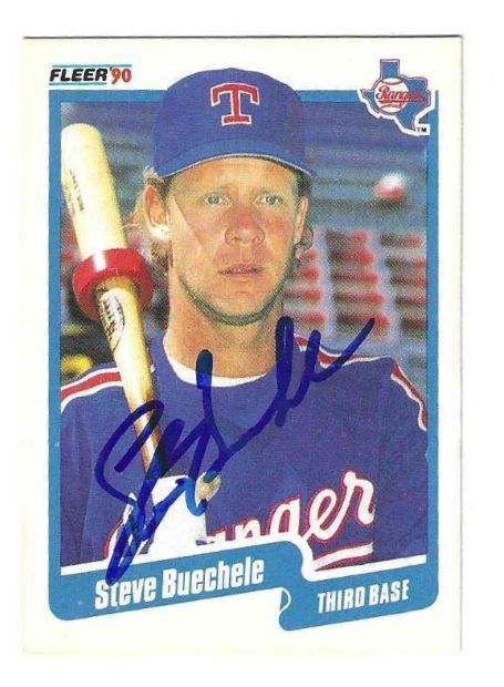 Autographed STEVE BUECHELE Texas Rangers 1990 Fleer Card