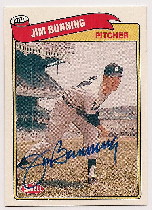 Autographed JIM BUNNING 1989 Swell Baseball Greats card