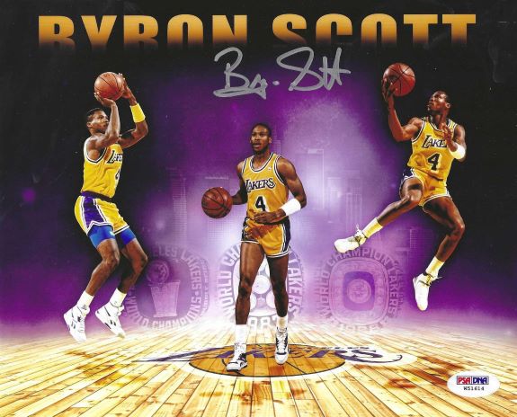 Autographed BYRON SCOTT 8X10 Los Angeles Lakers Photo PSA/DNA