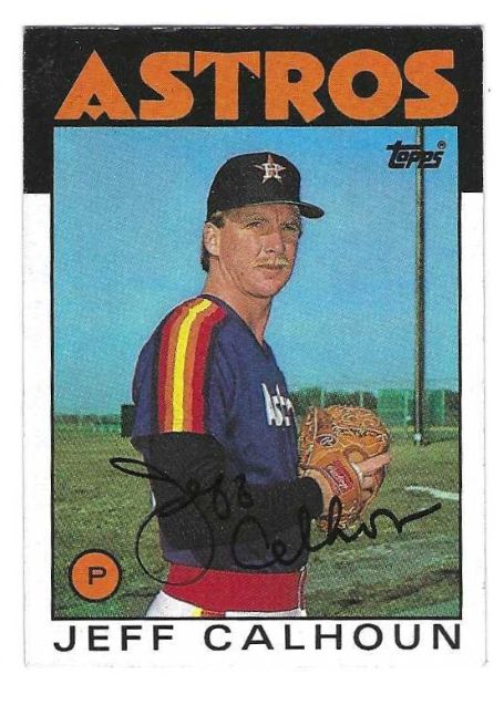 Autographed JEFF CALHOUN Houston Astros 1986 Topps Card
