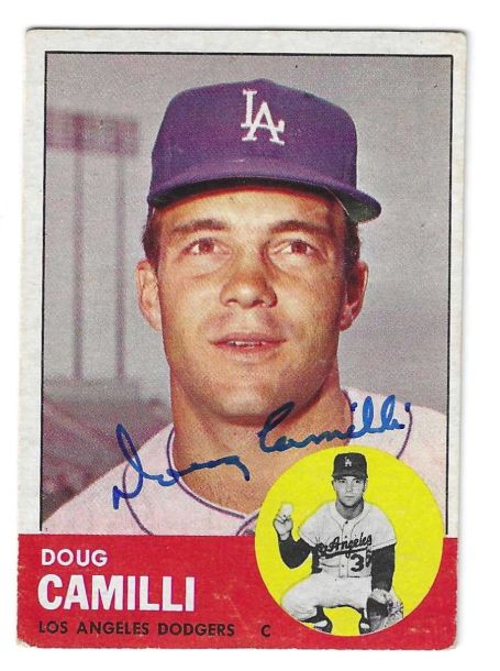 Autographed DOUG CAMILLI Los Angeles Dodgers 1963 Topps Card