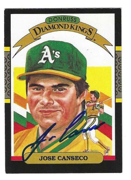 Autographed JOSE CANSECO Oakland A's 1987 Donruss Diamond King Card