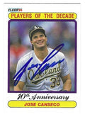 Autographed JOSE CANSECO Oakland A's 1990 Fleer Players of the Decade Card