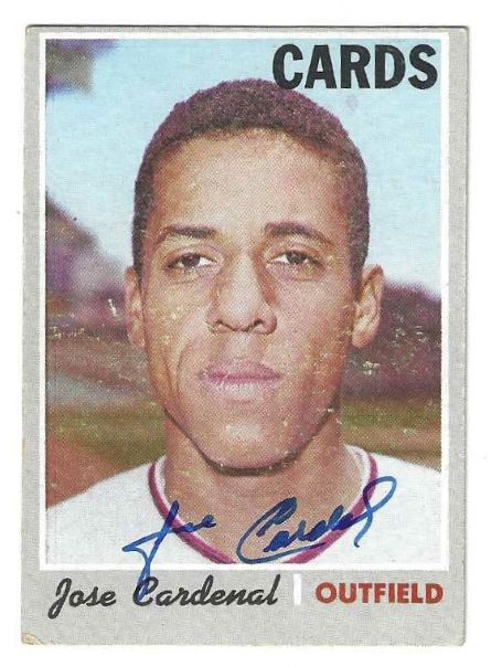 Autographed JOSE CARDENAL St. Louis Cardinals 1970 Topps  Card