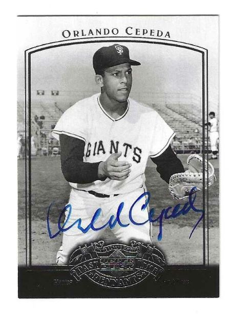 Autographed ORLANDO CEPEDA San Francisco Giants 2005 Upper Deck Past Time Pennants Card