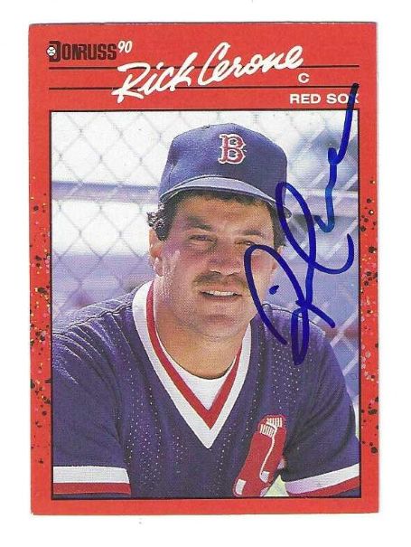 Autographed RICK CERONE Boston Red Sox 1990 Donruss Card