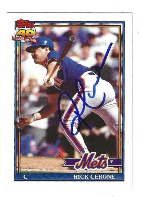 Autographed RICK CERONE New York Mets 1991 Topps Card