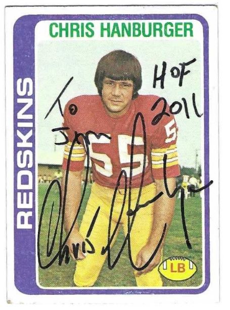Autographed Chris Hanburger Washington Redskins 1978 Topps Card
