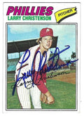 Autographed LARRY CHRISTENSON Philadelphia Phillies 1977 Topps Card